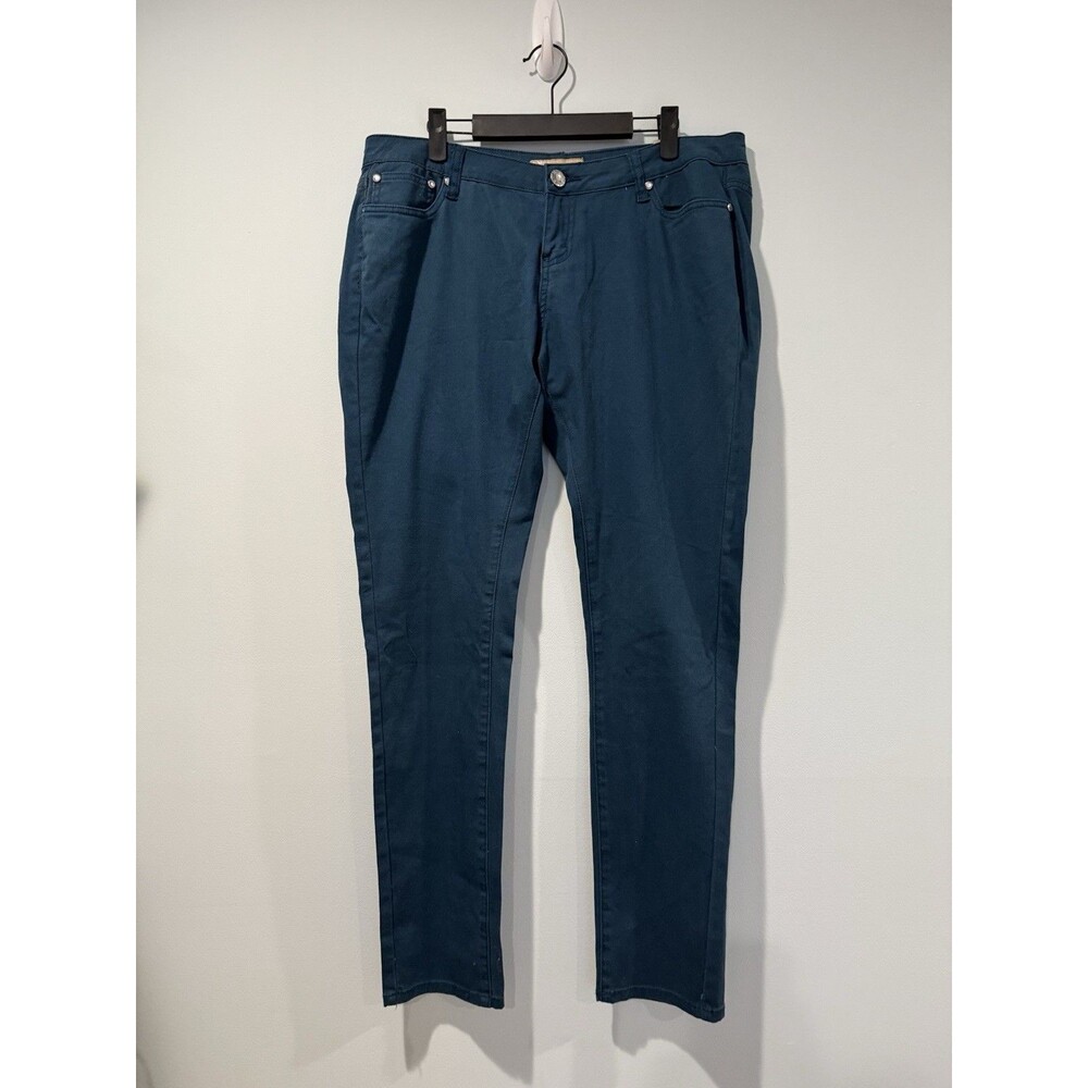 NEW Hybrid & Co. Skinny Jeans Womens 14 Teal Cotton Stretch Travel Vacation Work